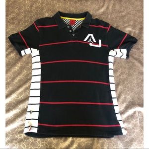 Air Jordan Polo Black/Red Stripe/White Rib Boys XL